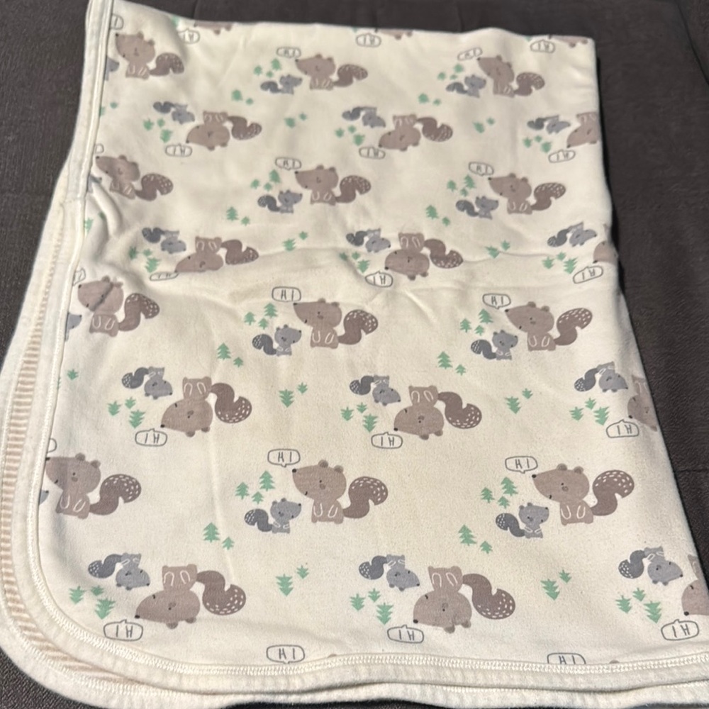 Gerber Cream Baby Blanket with Squirrel Print